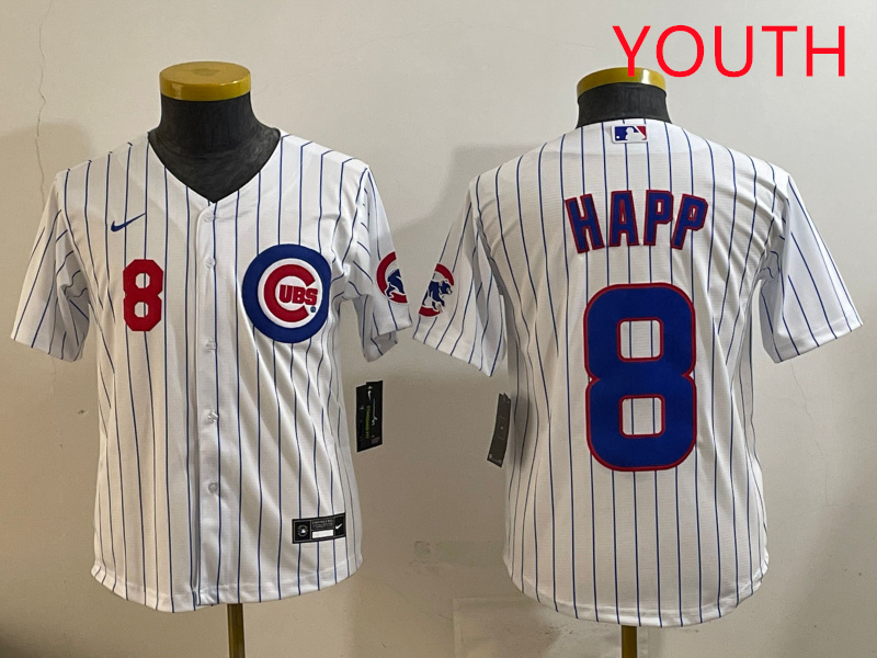 Youth Chicago Cubs #8 Happ white  MLB 2025 jersey style 7